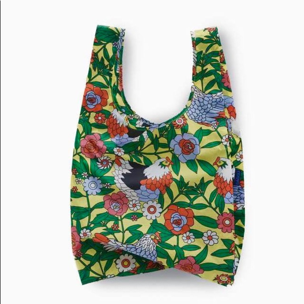 BAGGU Standard Bag Yellow Floral Chicken Pattern